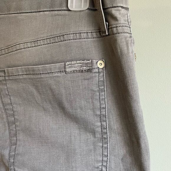 7 For All Mankind Light Gray Ankle Skinny Jeans - Picture 4 of 6